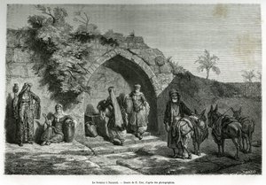الناصرة للنافورة. نقش لإي زير ، لتوضيح قصة La Syria d'aujourd'hui ، بقلم M. Lortet ، عميد كلية الطب في ليون ، المكلف بمهمة علمية من قبل وزارة التعليم العام ، نُشرت في Tour du monde ، الأمم المتحدة بواسطة فرانسوا إدوارد زير