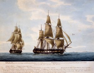 السفن الطويلة Recherche و Esperance ، التي استخدمها أنطوان بروني دي إنتريكاستو (1737-1793) ، بين 1791 و 1793 ، للبحث من قبل جان فرانسوا دي غالوب دي لا بيروس (1741-1788)
