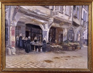 سوق تحت الشرفات في دينان - بقلم ف. جومبو ، أواخر القرن التاسع عشر بواسطة فرانسوا جومبو