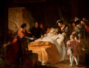 وفاة ليوناردو دا فينشي في أحضان فرانسيس الأول ، 1781. بواسطة فرانسوا غيوم ميناجوت