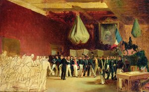 تقدم غرفة المندوبين إلى دوق أورليانز ، لويس فيليب الأول (1773-1850) ، الفعل الذي يدعوه إلى العرش وميثاق 1830 ، في القصر الملكي ، 7 أغسطس 1830