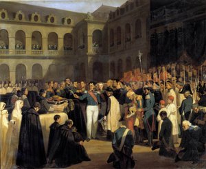 جنازة لضحايا هجوم فيشي في 5/8/1835 بحضور الملك لويس فيليب. وقع هجوم جوزيبي فيشي (المتآمر الكورسيكي) في 28 يوليو 1835 ضد لويس فيليب الأول ، ملك فرنسا ، بوليفارد دو معبد في باريس. ص