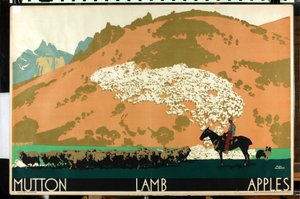 لحم ضأن - لامب - تفاح ، من سلسلة "Buy New Zealand Produce" [6319386] (لون ليثو) بواسطة فرانك نيوبولد