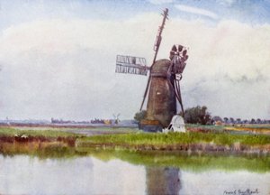 نورفولك برودز: Mill Country فوق Stokesby (لون litho) بواسطة فرانك ساوثجيت