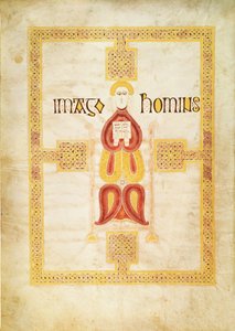 Lat 9389 f.18v رمز متى ، `Imago Hominus ، Lindisfarne ، من كتاب إنجيل صدى الكنيسة ، c.700