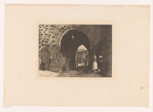 Gezicht op de Porte de St. Malo te Dinan عشرة نقوش ، رسمها ونقشها ف. بونفين ، رسام (عنوان السلسلة) بواسطة فرانسوا بونفين
