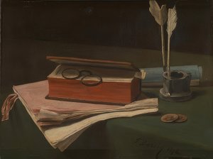 لا تزال الحياة مع الكتاب والأوراق والمحبرة. 1876 بواسطة فرانسوا بونفين