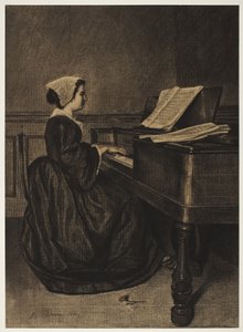 امرأة في Spinet ، 1860. بواسطة فرانسوا بونفين