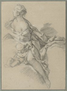 دراسة امرأة (كليتيا) ؛ دراسة تحضيرية لمسلسل Apollo and Clytia ، القطعة التاسعة من نسيج سلسلة Les Amours des Dieux (1747-1750) بواسطة فرانسوا باوتشر (ورشة عمل)