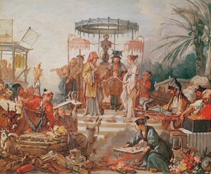 زواج صيني ، دراسة رسم كاريكاتوري للنسيج ، ج .1742 بواسطة فرانسوا باوتشر