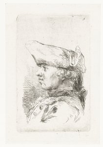 رأس الرجل مع tricorne مجموعة من القطع الصغيرة والعناوين الرئيسية (عنوان المسلسل) بواسطة فرانسوا تشيرو (الثاني)