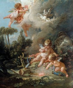 الهدف الحب التفاصيل الملاك. لوحة فرانسوا باوتشر (1703-1770) 1758 صن. 2.58x1.67 م باريس ، بواسطة فرانسوا باوتشر