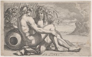 آلهة الأنهار مستلقية أمام منظر بحري ، 1651-182. بواسطة فرانسوا بورلييه