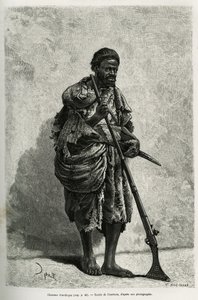 صائد الظباء. نقش كوربوين ، لتوضيح الصحراء الجزائرية ، بقلم ف.لارجو ، في 1874-1878 ، نُشر في Tour du monde ، تحت إشراف إدوارد شارتون (1807-1890) بواسطة فرانسوا كوربوين