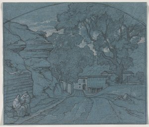 منظر طبيعي مع رهبان ، ج. 1840.