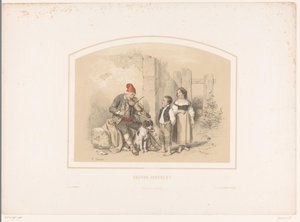 طفلان يستمعان إلى عازف كمان أعمى Pauvre aveugle! (العنوان على الكائن) بواسطة هنري جنين