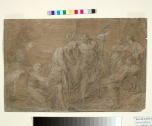 معمودية المسيح حوالي 1700 - 37 (طباشير أبيض وأسود على ورق) بواسطة فرانسوا ليموين