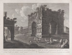 منظر لقوس يانوس مع الرعاة والماعز في المقدمة ، 1795-1800. ، 1795-1800. بواسطة فرانسوا موريل