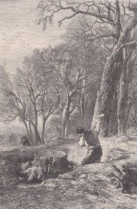 مشهد الشتاء: مجتذب الجذع ، من Magasin Pittoresque ، كاليفورنيا. 1852. بواسطة فرانسوا روجيت