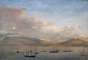 Neapolitan, French and Spanish fleets in bay of Gaeta