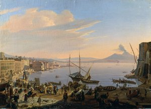 منظر لنابولي مع فيزوف في الخلفية ، بقلم فرانس فيرفلويت (1795-1872) ، زيت على قماش ، 35 × 48 سم