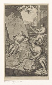 Allegorie op de Meetkunde Titelpagina voor: Pomponius Mela en Abraham Gronovius، Pomponii Melae de Sit orbis libri III، 1782 بواسطة هيرونيموس فان دير ميج