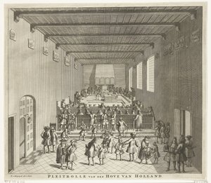 محكمة هولندا المنعقدة ، حوالي 1700 Pleitrolle van den Hove van Holland (العنوان على الكائن) بواسطة فرانسوا فان بليسويجك
