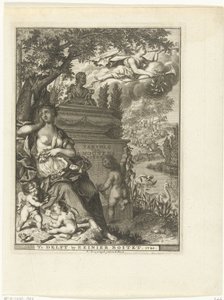 يجلس موسى وبوتي عند قبر الشاعر أرنولد مونين صفحة العنوان لـ: Arnold Moonen ، استمرار Poëzye ، Delft 1720 تتمة لـ A. Moonens Poezy (العنوان على الكائن) بواسطة فرانسوا فان بليسويجك