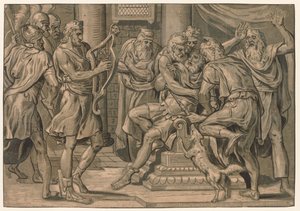 ديفيد يلعب القيثارة قبل شاول ، 1555. بواسطة فرانس فلوريس