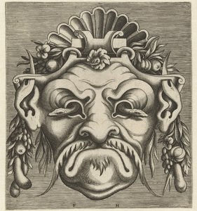 قناع مع اثنين من الثعابين ينظر من تجويف العين Pourtraicture العبقري de plusieurs facons de masques… (عنوان المسلسل)