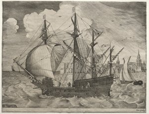 سفن الإبحار: مدفع رباعي مسلح يخرج إلى البحر ، 1561-65.