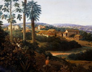 Serinhaem village in Brazil or The home of a sugar cane planter in Brazil (oil on canvas)