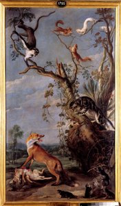 القط والثعلب رسم توضيحي لخرافة جان دي لا فونتين. لوحة لفرانس سنايدرز (1579-1657) (ec.flam.) القرن السابع عشر في مدريد ، متحف برادو.