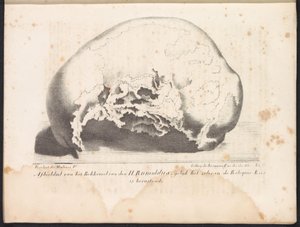 جمجمة القديس رومبوت 1825 صورة Bekkeneel van den H. Rumoldus كما هي موجودة في Reliquie-Kas (العنوان على الكائن)