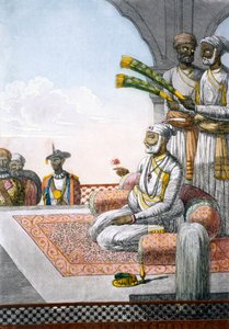 رهجة مع الحضور ، من "الهندوس أو وصف عاداتهم وأخلاقهم في الاحتفالات" ، الحانة. 1808-12 (النقش الملون) بواسطة فرانز بالتازار سولفينز