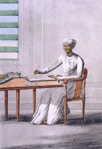 A causto (clerkscribe) ، من "الهندوس أو وصف عاداتهم واحتفالاتهم" ، حانة. 1808-12 (النقش الملون)