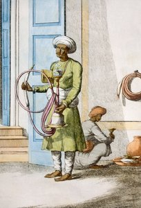 النرجيلة بوردار ، أو هوكا بيرر ، من "الهندوس ، أو وصف أخلاقهم وأزيائهم واحتفالاتهم" ، c.1808-12 (النقش الملون)