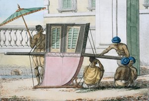 مقعد Palanquin ، من "آداب وعادات وفسات الهندوس" ، 1799 (النقش الملون)