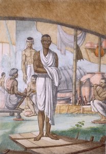 صانع النبيذ وتاجره ، من كتاب "الهندوس ، أو وصف آدابهم وأزيائهم واحتفالاتهم" ، ص1808-12 (نقش ملون) بواسطة فرانز بالتازار سولفينز