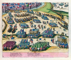 دوق بارما يخفف باريس من الحصار من قبل قوات هنري الرابع عام 1590 بواسطة فرانز هوجينبرغ