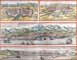 مناظر لبارما (بارما) وسيينا (سينا) وباليرمو (بانهورموس) وتراباني (دريبانوم) (صقلية) وإيطاليا (نقش) بواسطة فرانز هوجينبرغ