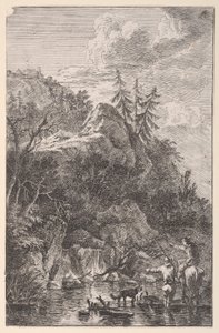 اللوحة 5: شخصية أنثى على ظهور الخيل وشخصية ذكر مع كلب يقف في شارع ... ، كاليفورنيا. 1700-25.