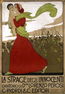 ملصق "مذبحة الأبرياء" ، خطابة للملحن الإيطالي دون لورينزو بيروسي (1872 - 1956). رسم ف. لاسكوف