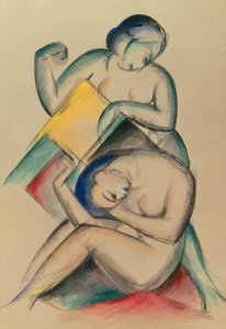 امرأتان عاريتان ، حوالي 1910-15 (ألوان مائية وألوان مائية على ورق) بواسطة فرانز مارك