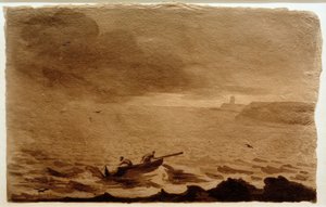 المناظر الطبيعية الساحلية خلال العاصفة