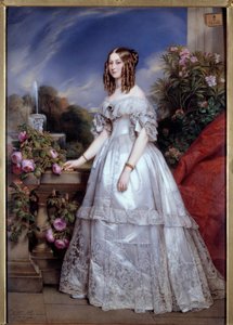 صورة لدوقة نيمور صورة انتصار ساكس-كوبرج-جوتا (1822-1857) زوجة دوق نيمور. رسم إم بي جوليان لوران (1805-1860) بعد فرانز كزافييه وينترهالتر. 1846. باريس ، فنون زخرفية - صورة بالحجم الكامل لدو