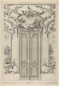 ارتفاع الجدار بباب مزدوج ، من "Wandfüllungen" ، كاليفورنيا. 1748-70.
