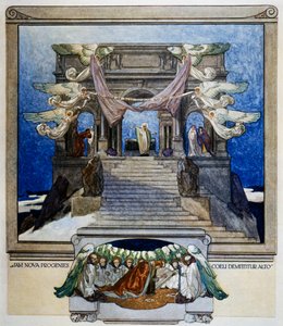 And new progeny descends from heaven, Purgatory, canto XXII, Divine Comedy of Dante Alighieri, illustration by Franz von Bayros (1866-1924), Vienna