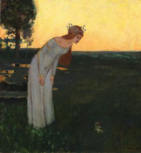 ذات مرة ، بقلم Stuck ، Franz ، Ritter von (1863-1928). زيت على خشب بواسطة فرانز فون ستاك