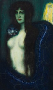 Le peche - The Sin par Stuck ، فرانز ، ريتر فون (1863-1928). زيت على قماش ، الحجم: 90.2x53.3 ، مجموعة خاصة بواسطة فرانز فون ستاك